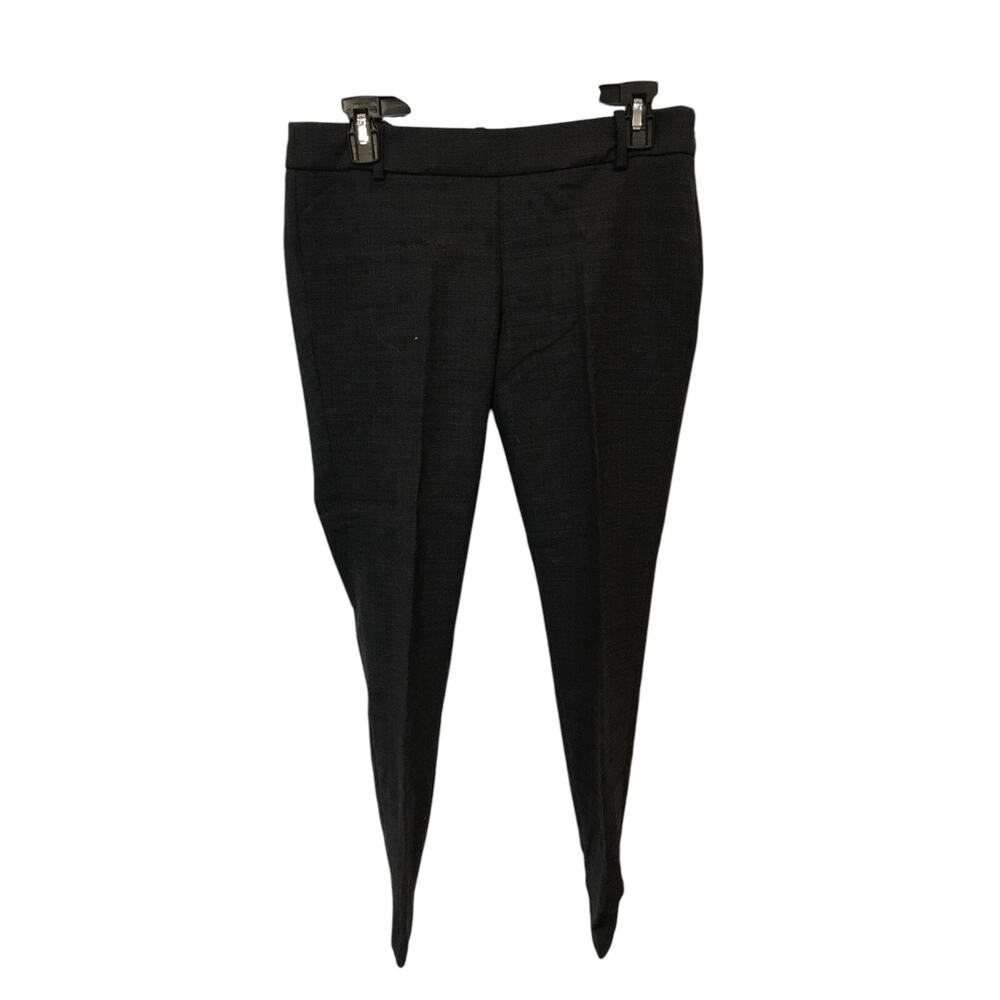 J Crew Minnie Pants Womens Size 2 Black Flat Front Wool Blend Side Zip Stretch